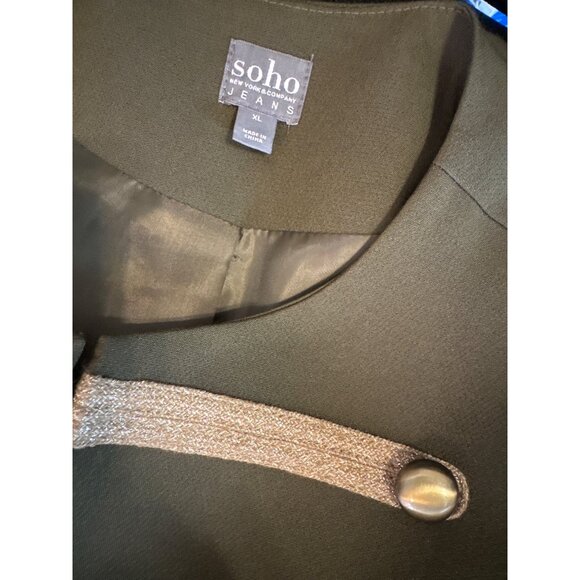 Soho New York & Company XL Blazer Olive Green Gold Buttons - Picture 4 of 5
